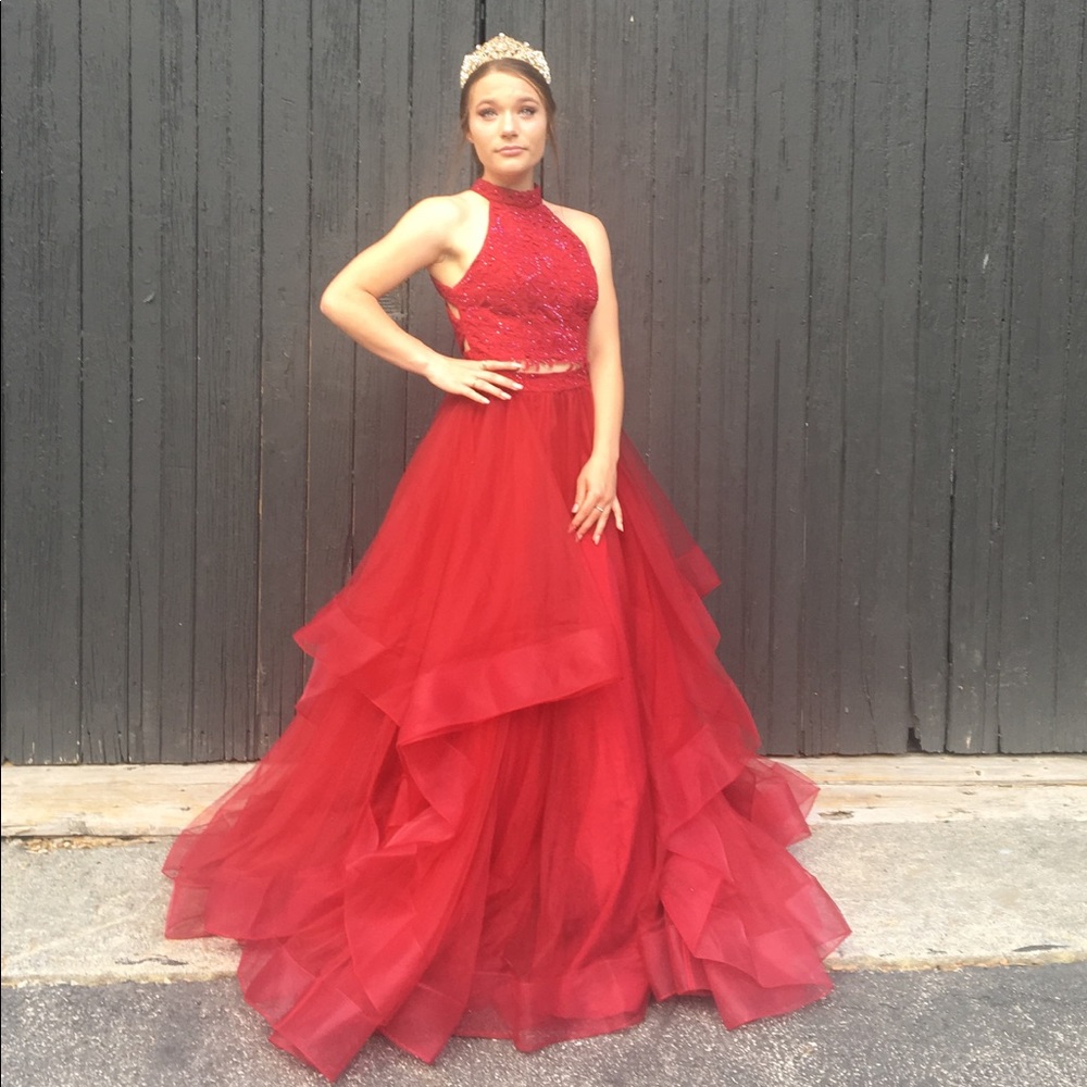 Aria red ball gown, formal dress.